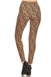 Leopard Printed, Full Length, High Waisted Leggings In A Fitted Style With An Elastic Waistband.