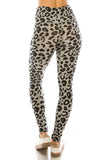 Long Yoga Style Banded Lined Leopard Animal Printed Knit Legging With High Waist.