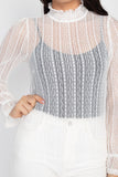 Ruffle Mock Neck Lace Top