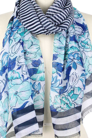 Flower Stripe Print Scarf