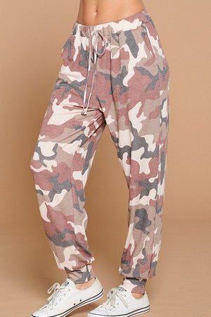 Camo Army Printed French Terry Casual Loungewear Joggers