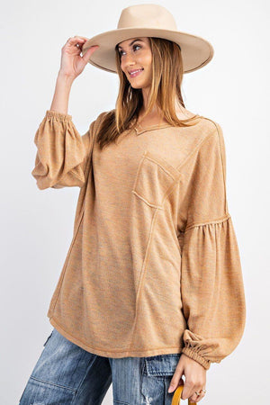 Bubble Slvs Multi Tone Light Hacci Sweater Top