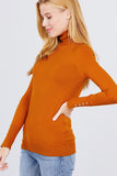 Long Sleeve With Metal Button Detail Turtle Neck Viscose Sweater