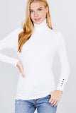 Long Sleeve With Metal Button Detail Turtle Neck Viscose Sweater