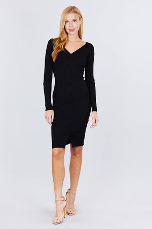 V-neck Twist Detail Sweater Dress