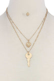 Heart Charm Key Layered Necklace