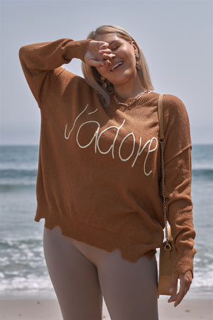 Plus Size "jadore" Script Knit Relaxed Fit Sweater