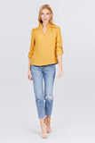 V-neck Button Down Woven Top