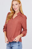 V-neck Button Down Woven Top