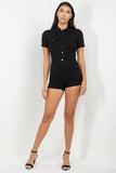 Short Sleeve Button Front Romper