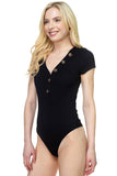 Button V-neck Bodysuit