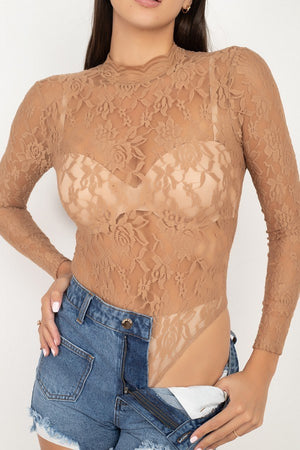 Sheer Floral Lace Bodysuit
