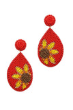 Trendy Seed Bead Tear Drop Flower Earring