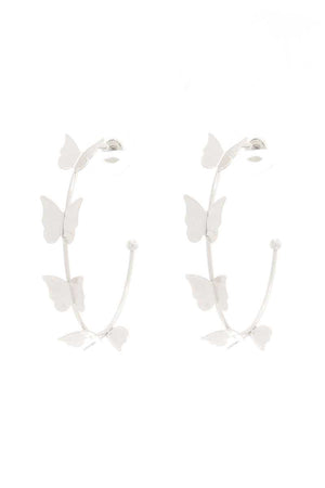 Butterfly Metal Open Hoop Earring