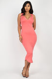 Split Neck Bodycon Dress