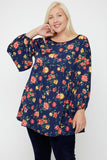 Floral, Bubble Sleeve Tunic