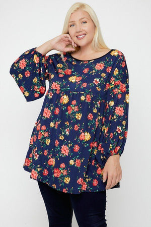 Floral, Bubble Sleeve Tunic