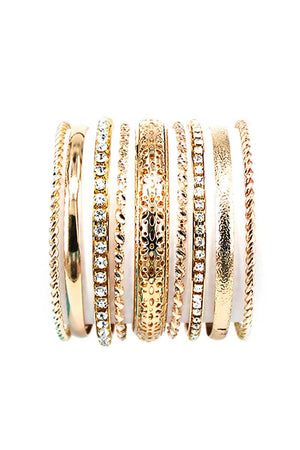 Multi Metal Bangle Rhinestone Mix Bracelet