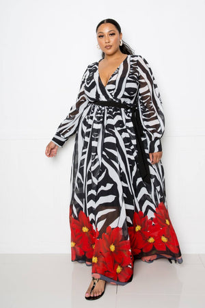 Zebra Printed Maxi Dress