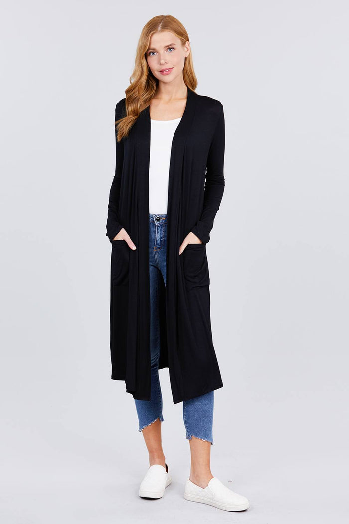 Open Front Long Cardigan