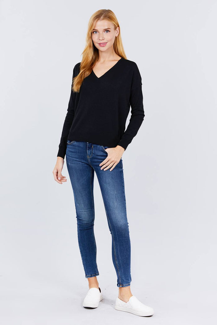 V-neck Back Cross Sweater