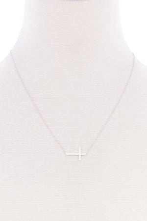 Blb Cross Dainty Metal Message Necklace