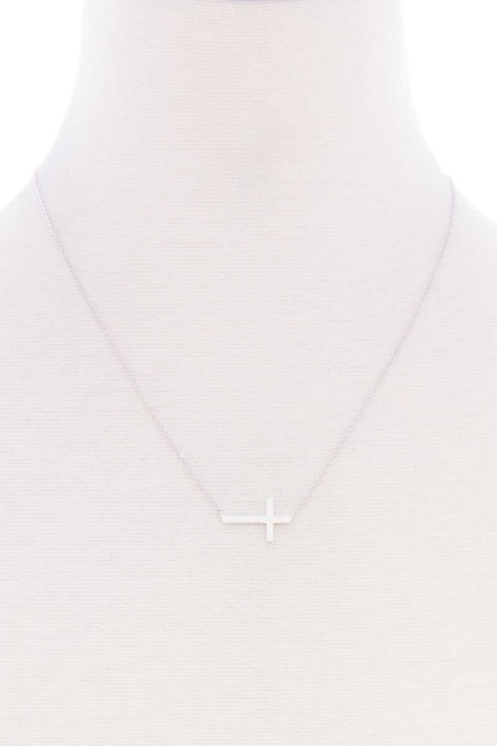 Blb Cross Dainty Metal Message Necklace