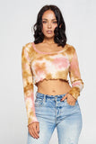 Long Sleeve Tie Dye Crop Top