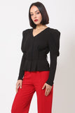 Puff Shoulder Buckle Belt Jacket