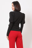 Puff Shoulder Buckle Belt Jacket