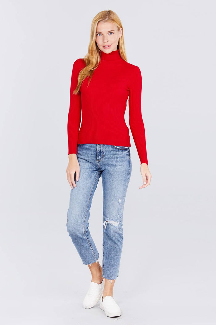 Turtle Neck Viscose Rib Sweater