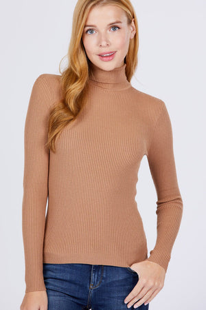 Turtle Neck Viscose Rib Sweater