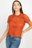 Eyelash Trim Sheer Floral Lace Top