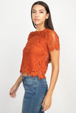 Eyelash Trim Sheer Floral Lace Top
