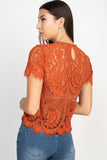 Eyelash Trim Sheer Floral Lace Top