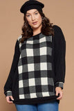 Plus Size Buffalo Plaid Check Contrast Pullover Tunic Top