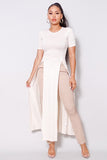 Elbow Sleeve Maxi Tank Top With Side Slits