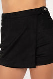 Side Tab Snap Suede Skort