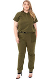 Camouflauge Detailed Jogger Plus Size Set