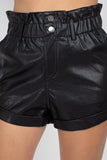 Paper Bag Pu Button Shorts Pants