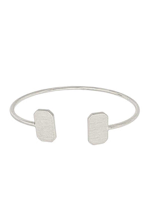 Double Metal Rectangle Open Bangle Bracelet