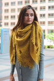 Mohair Open Work Square Blanket Scarf