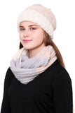 Stripe Pattern Infinity Scarf And Knit Hat Set