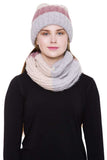 Stripe Pattern Infinity Scarf And Knit Hat Set