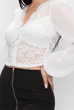 Bell Sleeve Lace Back Crop Top