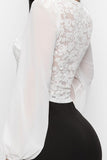 Bell Sleeve Lace Back Crop Top