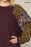 Animal And Paisley Print Mixed Tunic Top With Side Slit