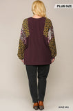 Animal And Paisley Print Mixed Tunic Top With Side Slit