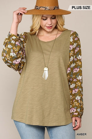 Floral Print Dolman Sleeve Round Hem Top