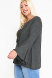 Long Bell Sleeve Ruffle Keyhole